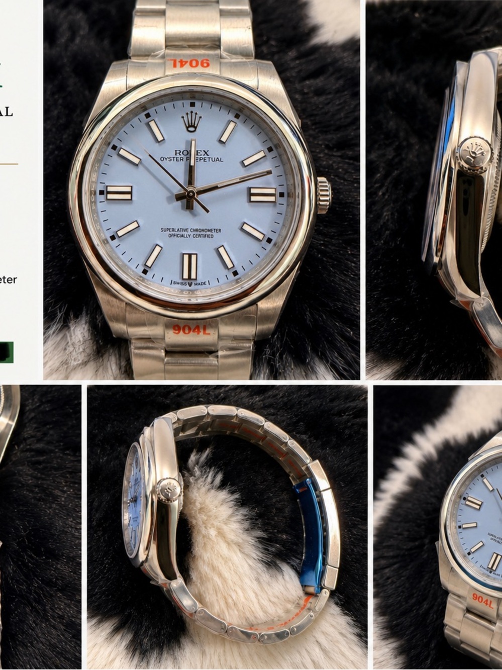 Rolex Oyster Perpetual Silver Case with Light Blue Dial